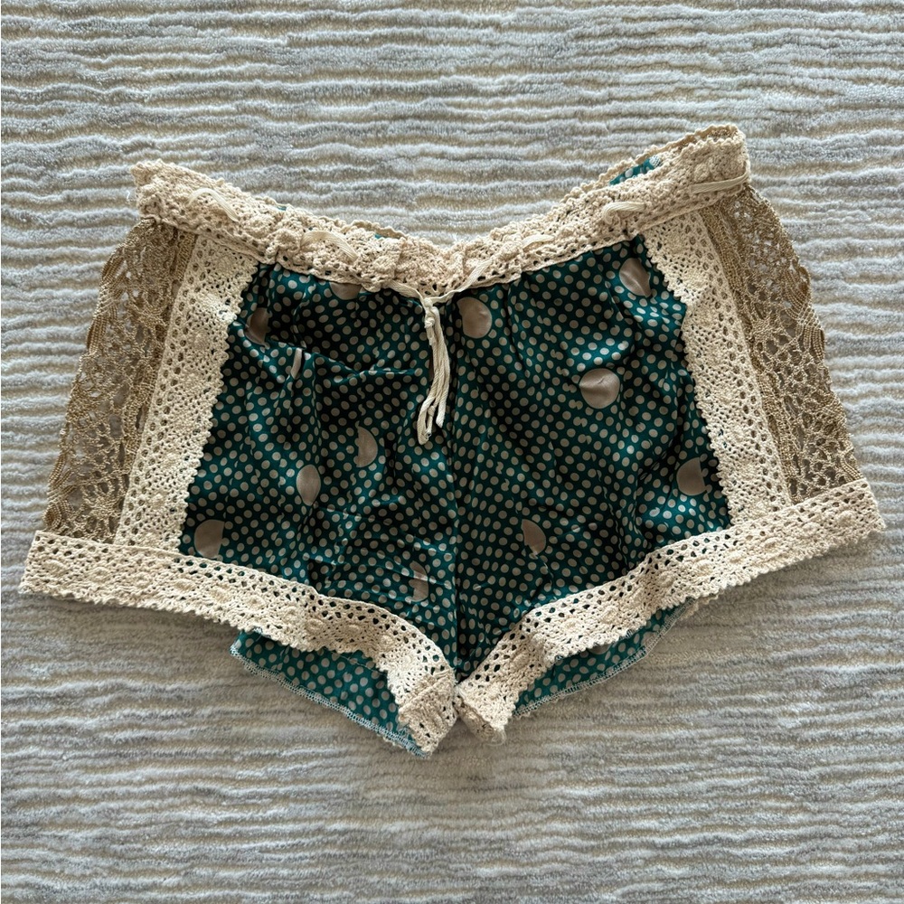 Sunday st. Tropez silk and crochet green summer short coverup